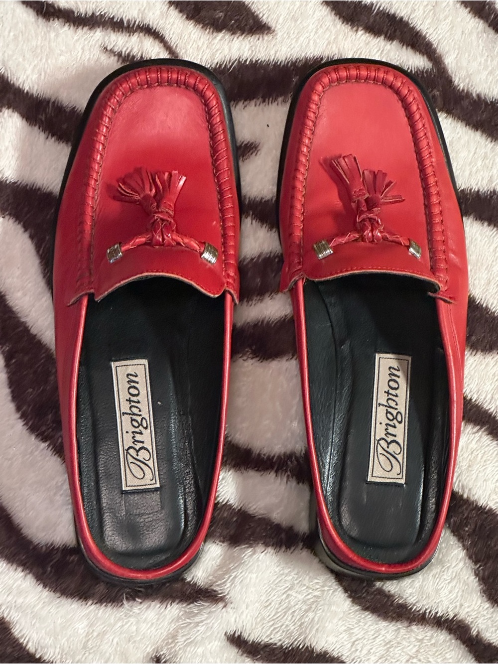 Brighton women’s  Red Leather Tassel Slip-Ons